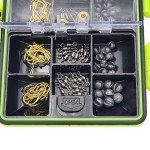 Fishing accessories kit, 24 compartments, 186 pieces, green box